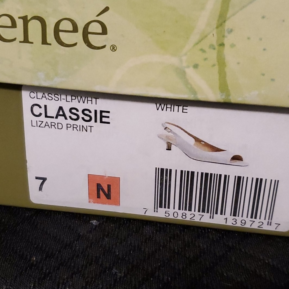 J. Renée White Lizard Print Sling Backs - Picture 9 of 9